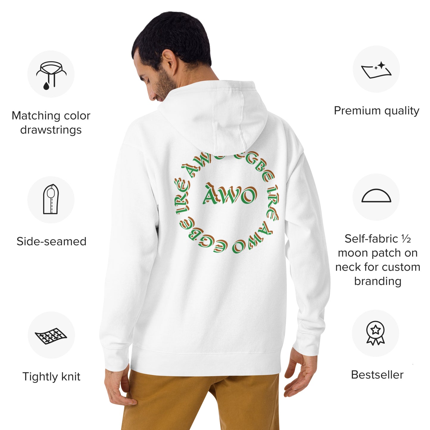 Egbe Iré ÀWO Signature Logo 6 Ifa Isese ÀWO Embroidered Unisex Hoodie