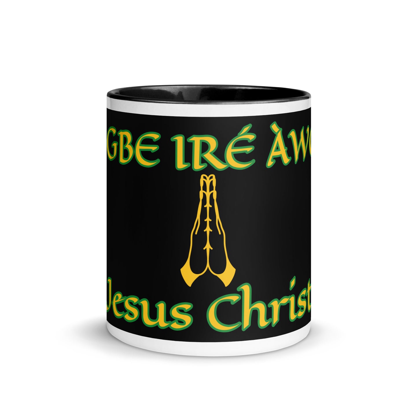 Egbe Jesus Christ black Mug with Color Inside