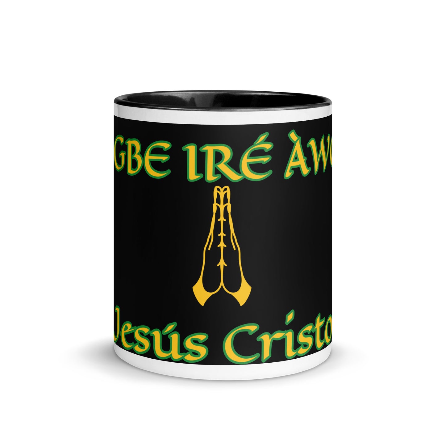 Egbe Jesús Cristo Lucumi Black Mug with Color Inside