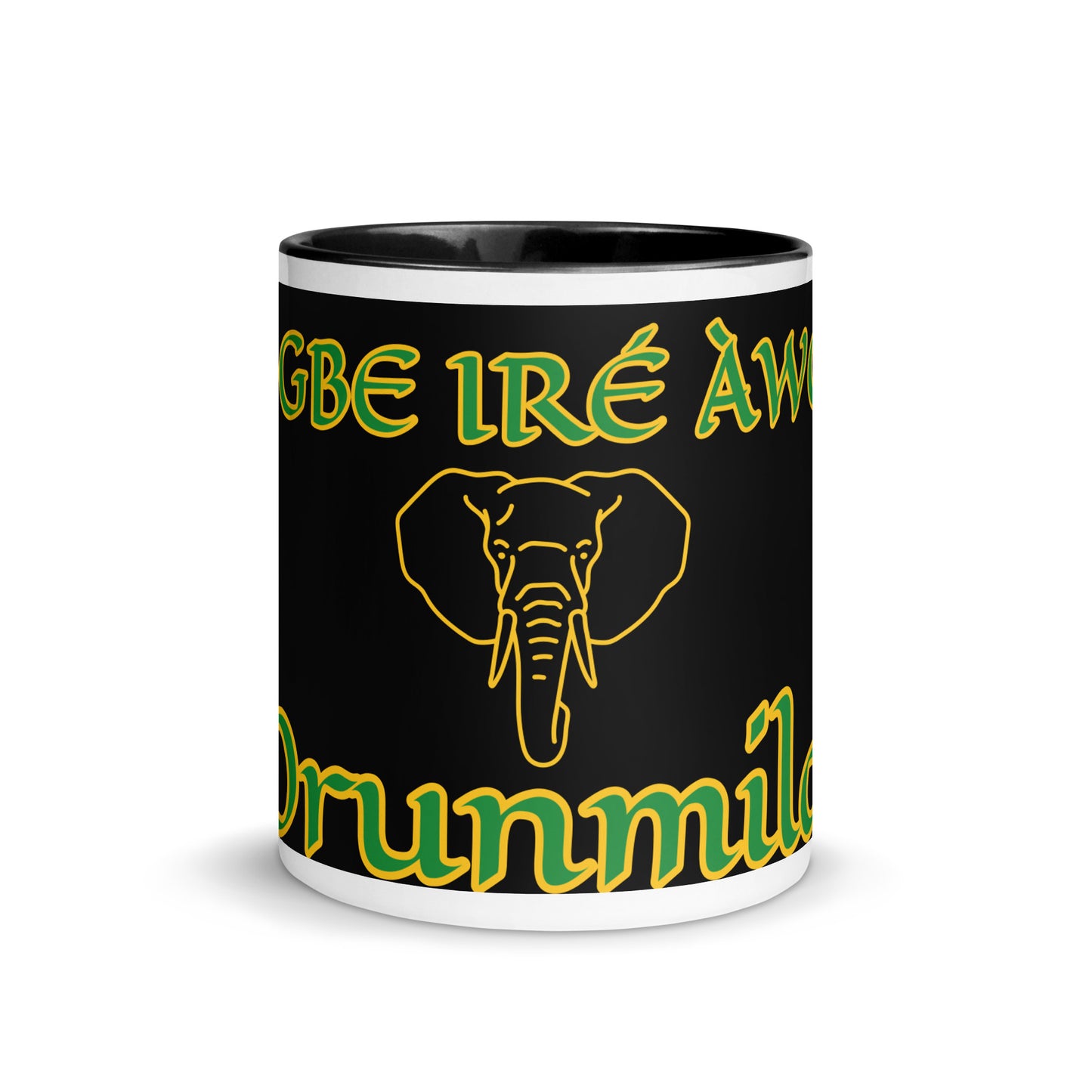 Egbe Orunmila Lucumi black Mug with Color Inside