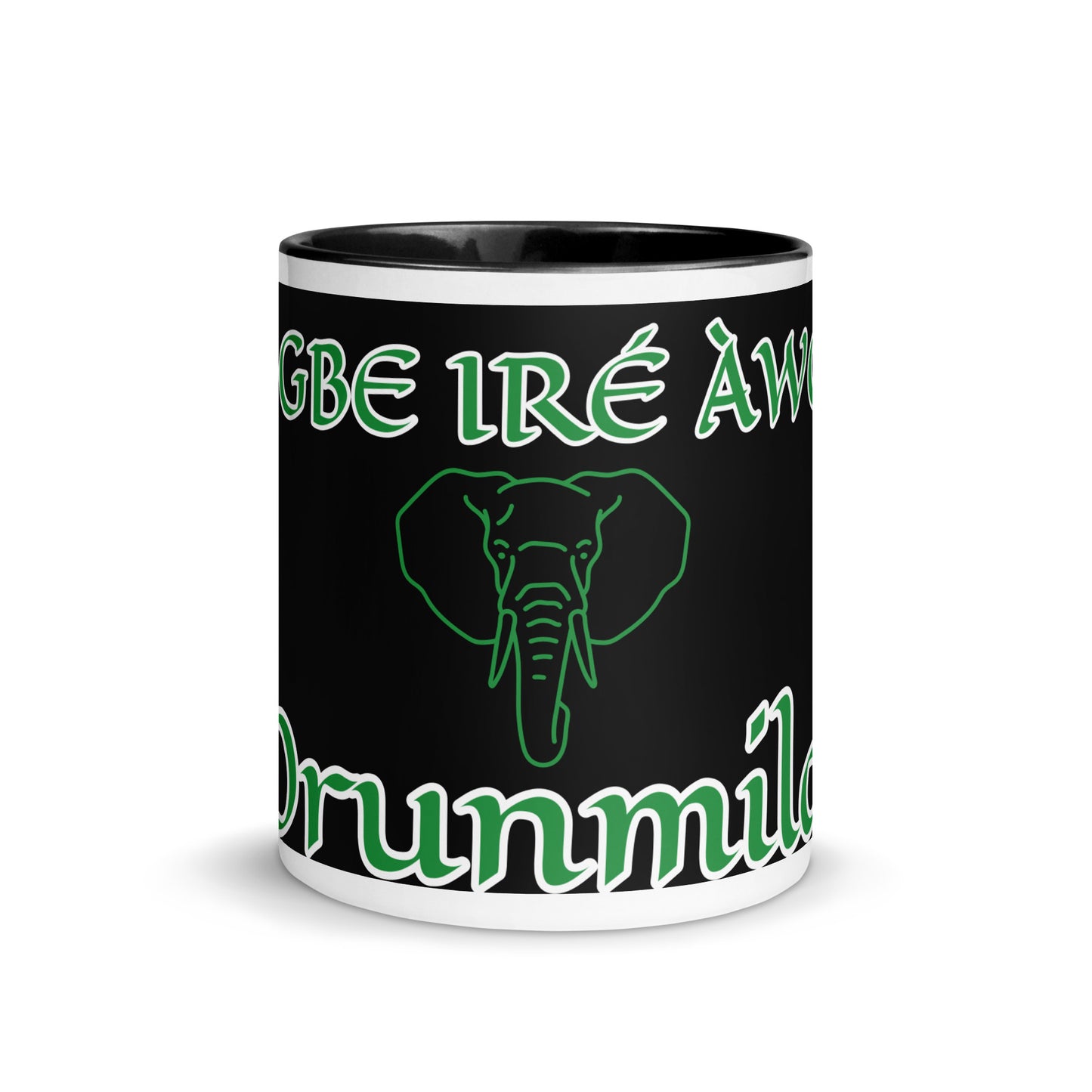 Egbe Orunmila Ájé ju Ogun black Mug with Color Inside