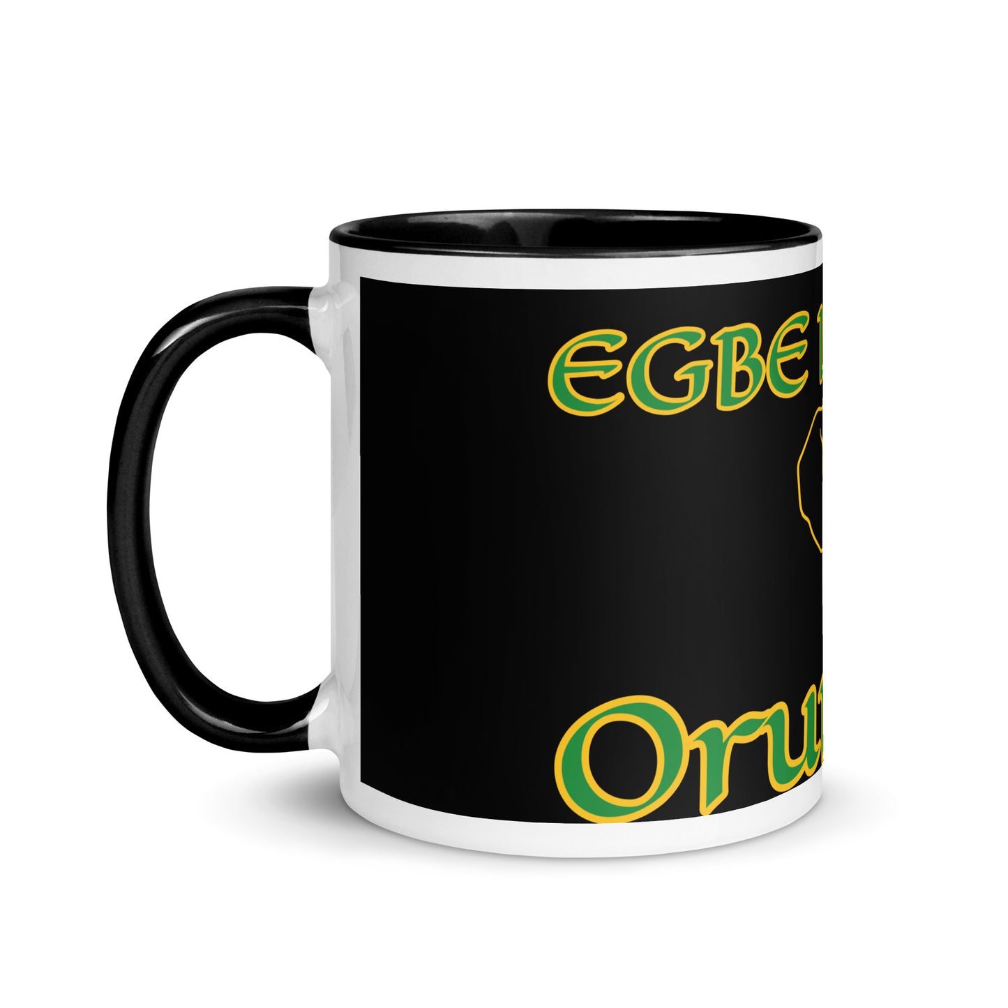 Egbe Orunmila Lucumi black Mug with Color Inside