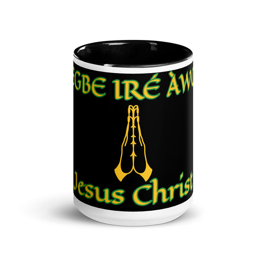 Egbe Jesus Christ black Mug with Color Inside