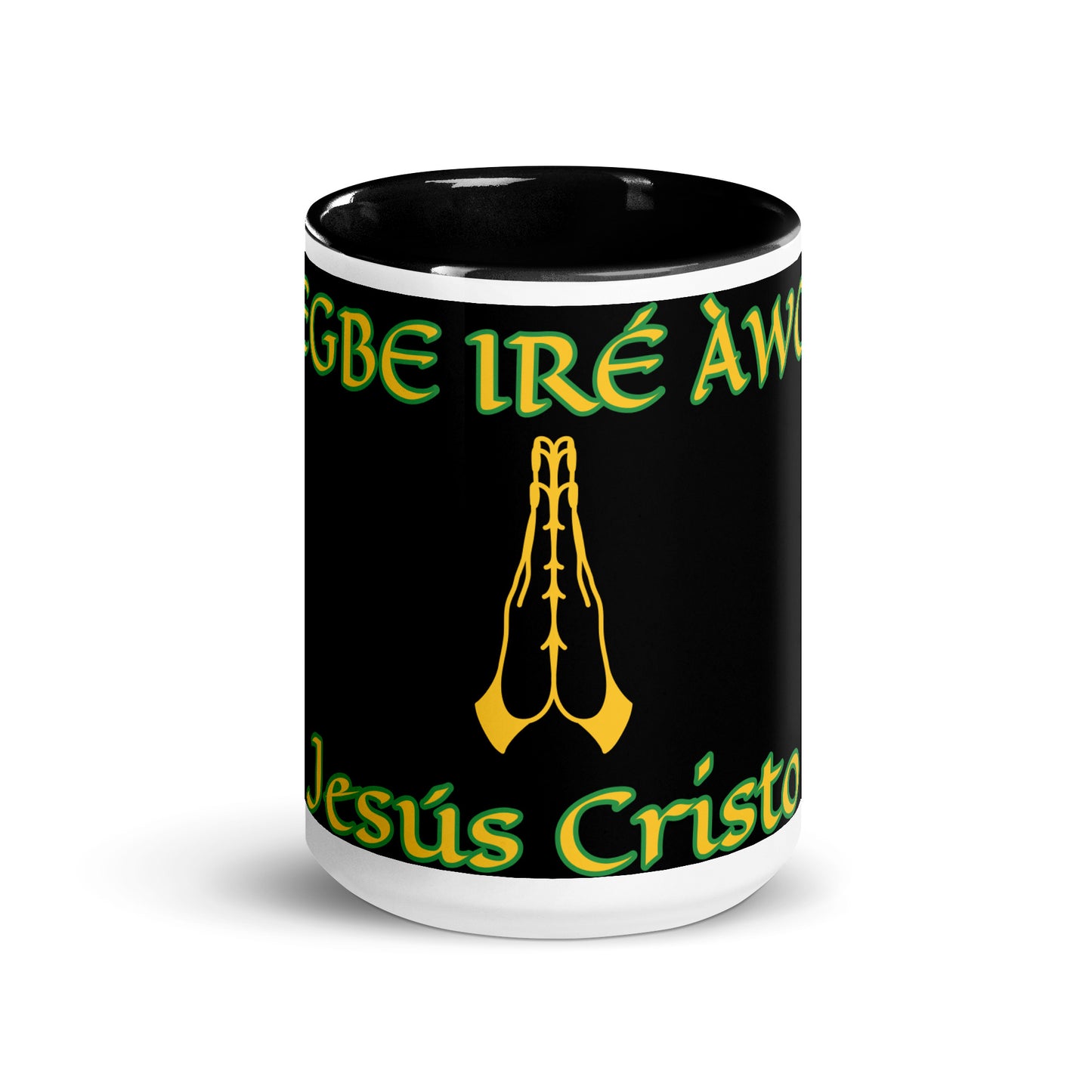 Egbe Jesús Cristo Lucumi Black Mug with Color Inside