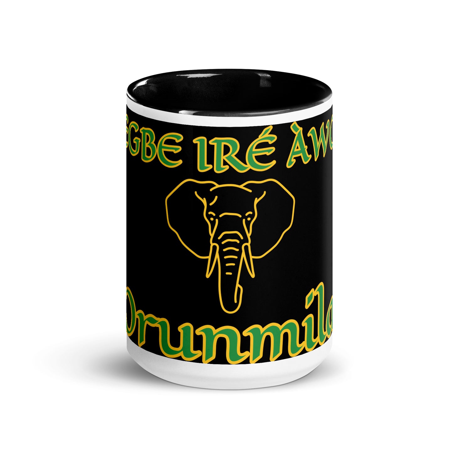 Egbe Orunmila Lucumi black Mug with Color Inside