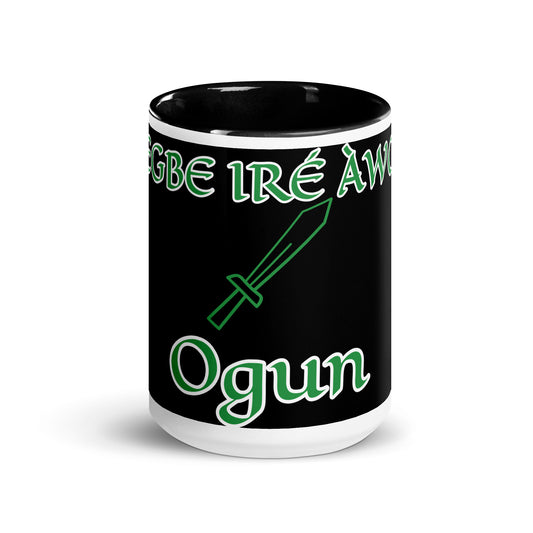 Egbe Ogun Black Mug with Color Inside