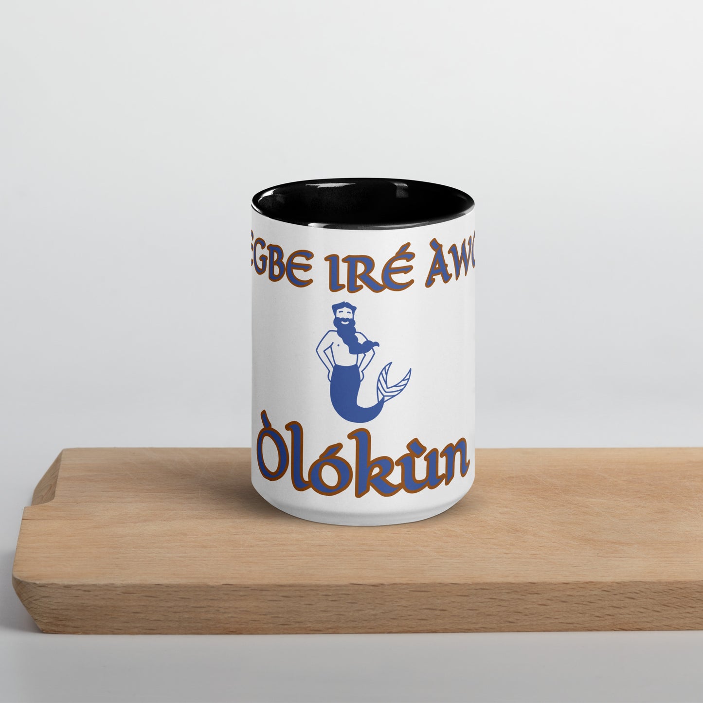 Egbe Olokun white Mug with Color Inside