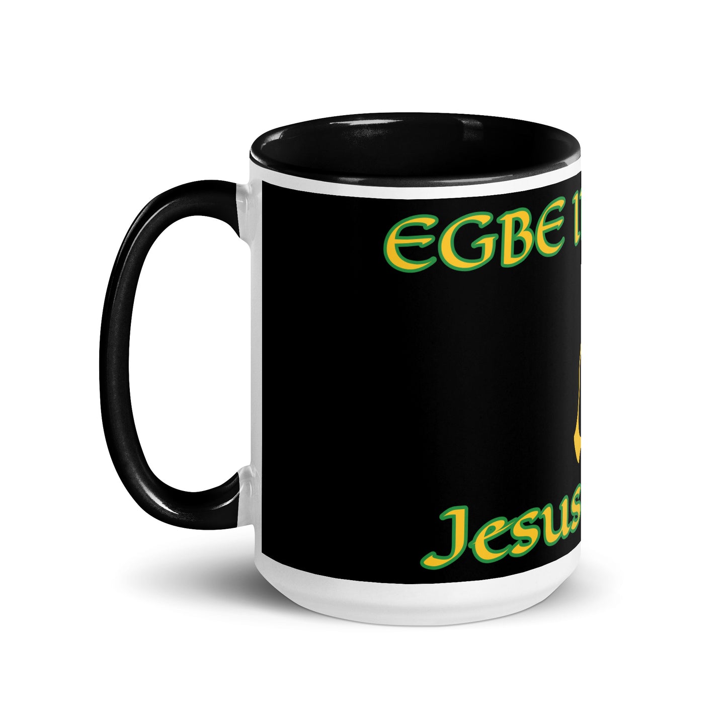 Egbe Jesus Christ black Mug with Color Inside