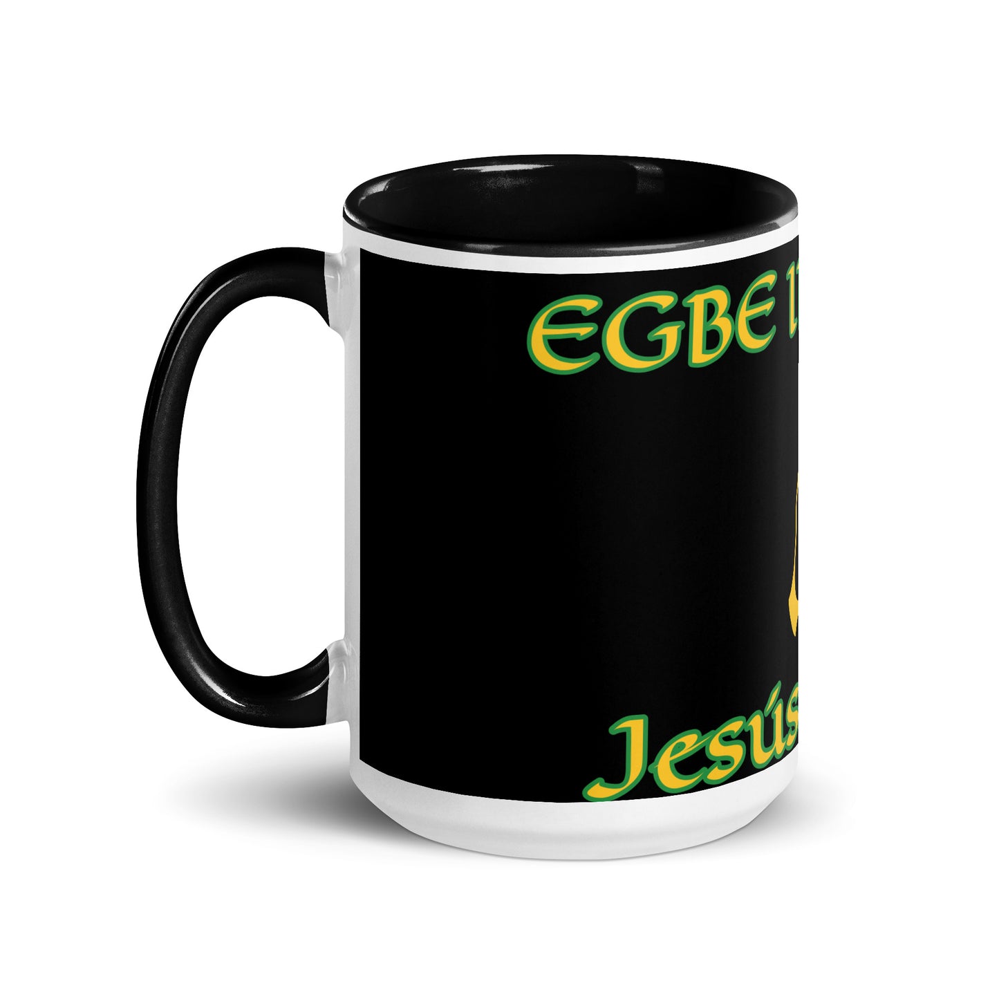 Egbe Jesús Cristo Lucumi Black Mug with Color Inside