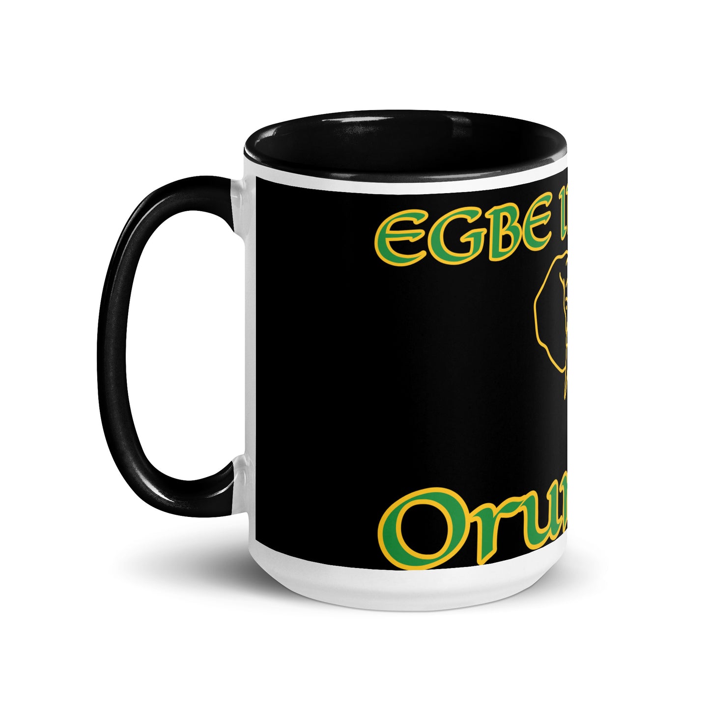 Egbe Orunmila Lucumi black Mug with Color Inside