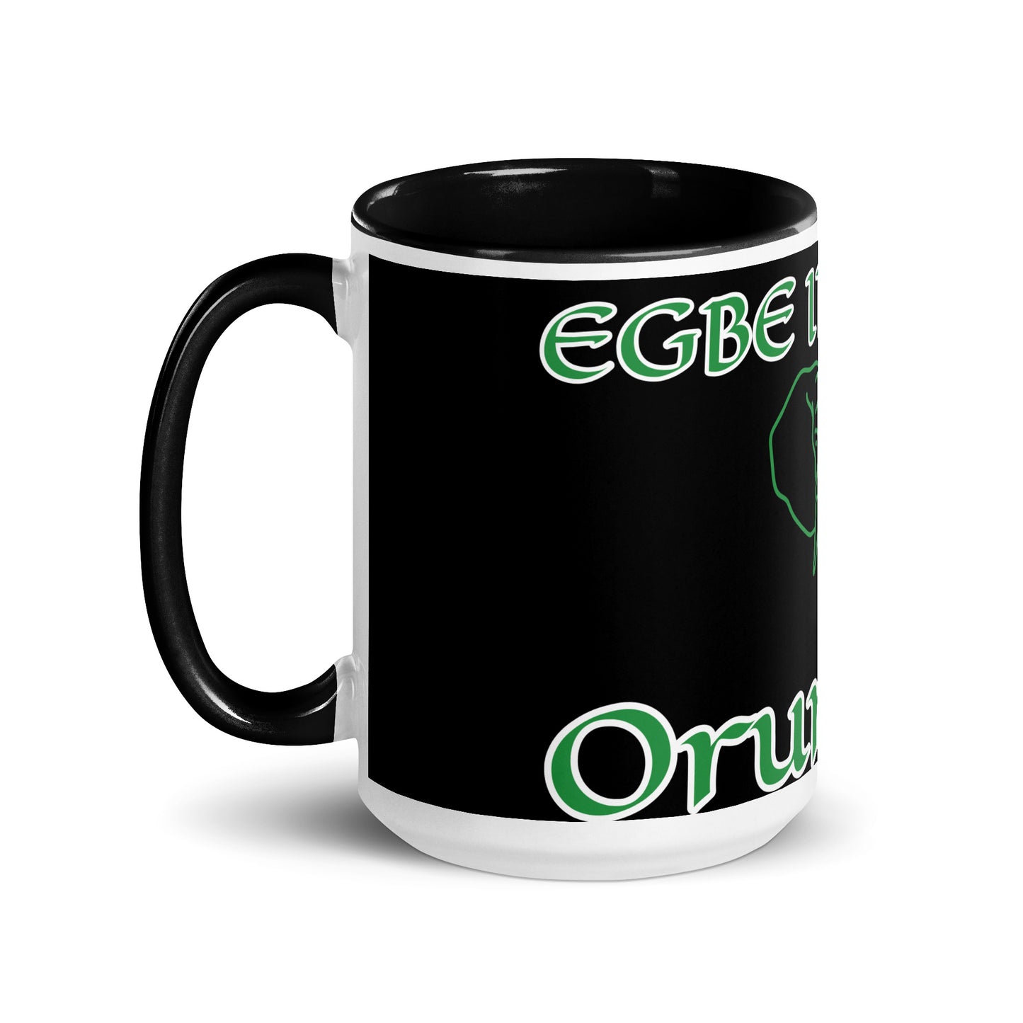 Egbe Orunmila Ájé ju Ogun black Mug with Color Inside