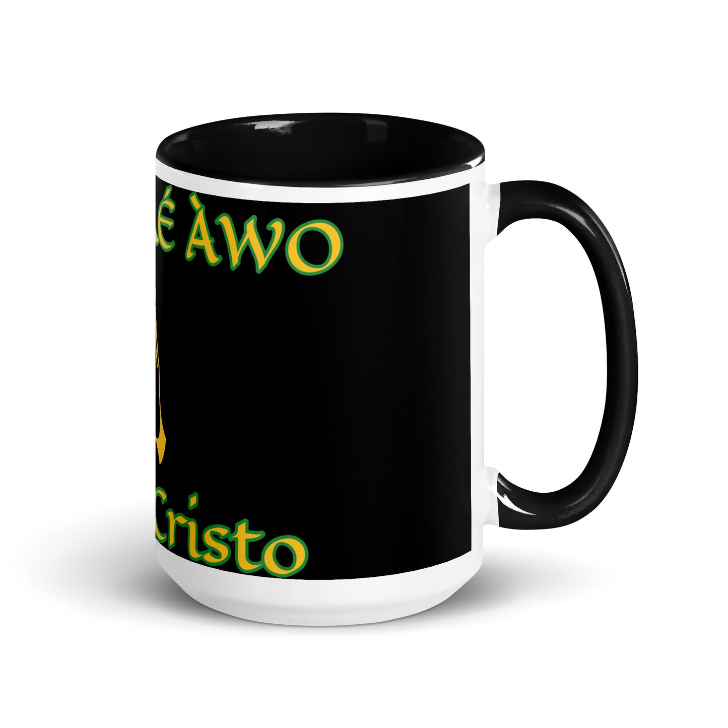 Egbe Jesús Cristo Lucumi Black Mug with Color Inside