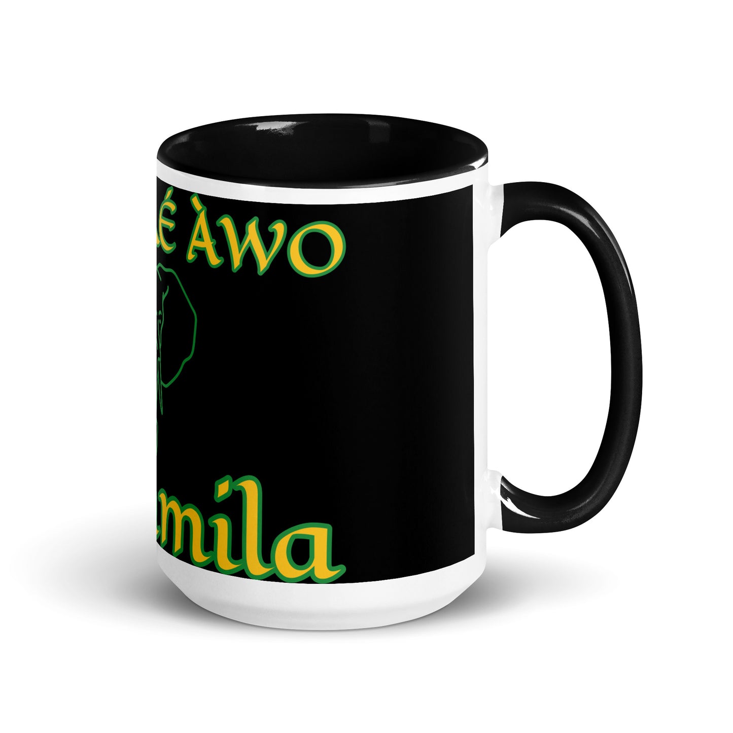 Egbe Orunmila Lucumi reverse black Mug with Color Inside