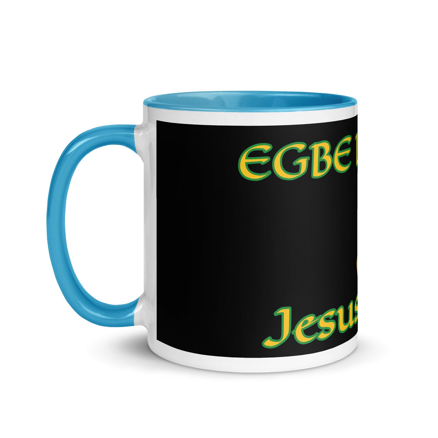 Egbe Jesus Christ Lucumi reverse black Mug with Color Inside