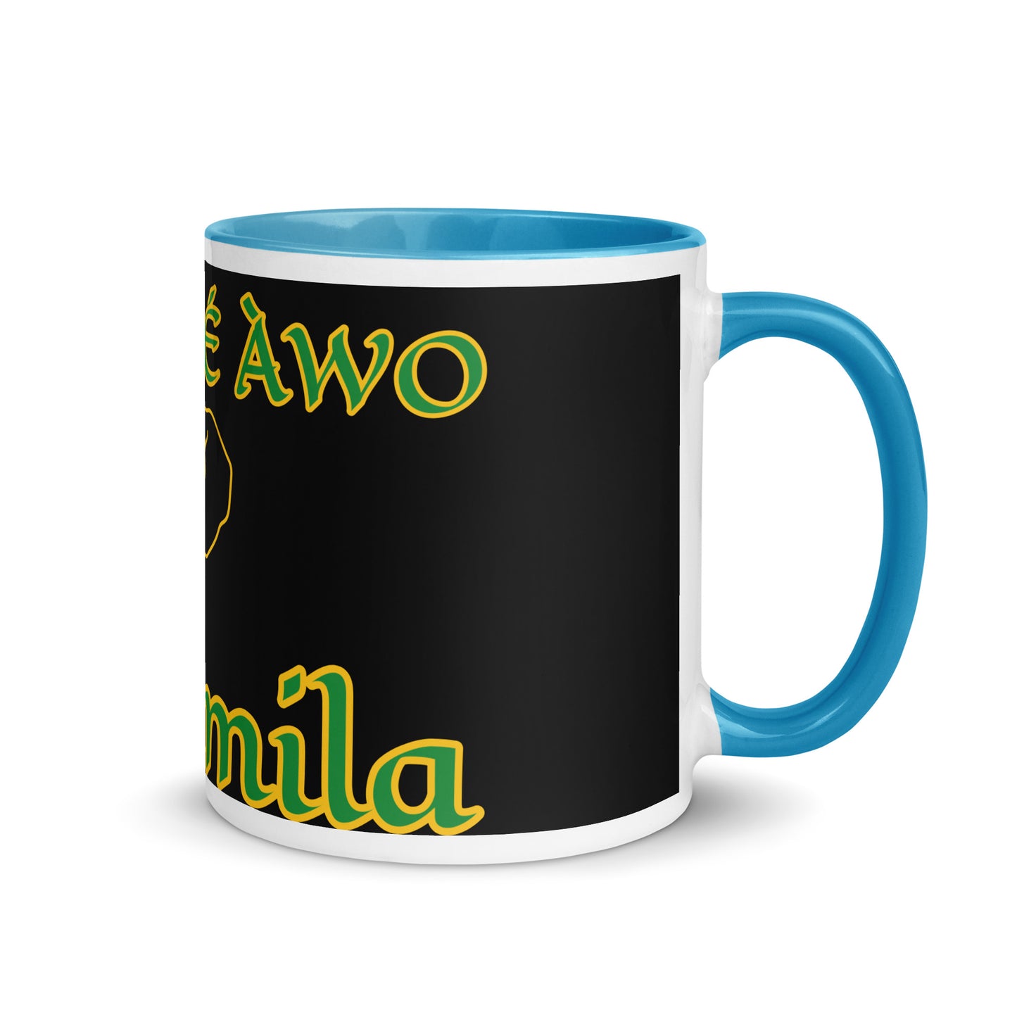 Egbe Orunmila Lucumi black Mug with Color Inside