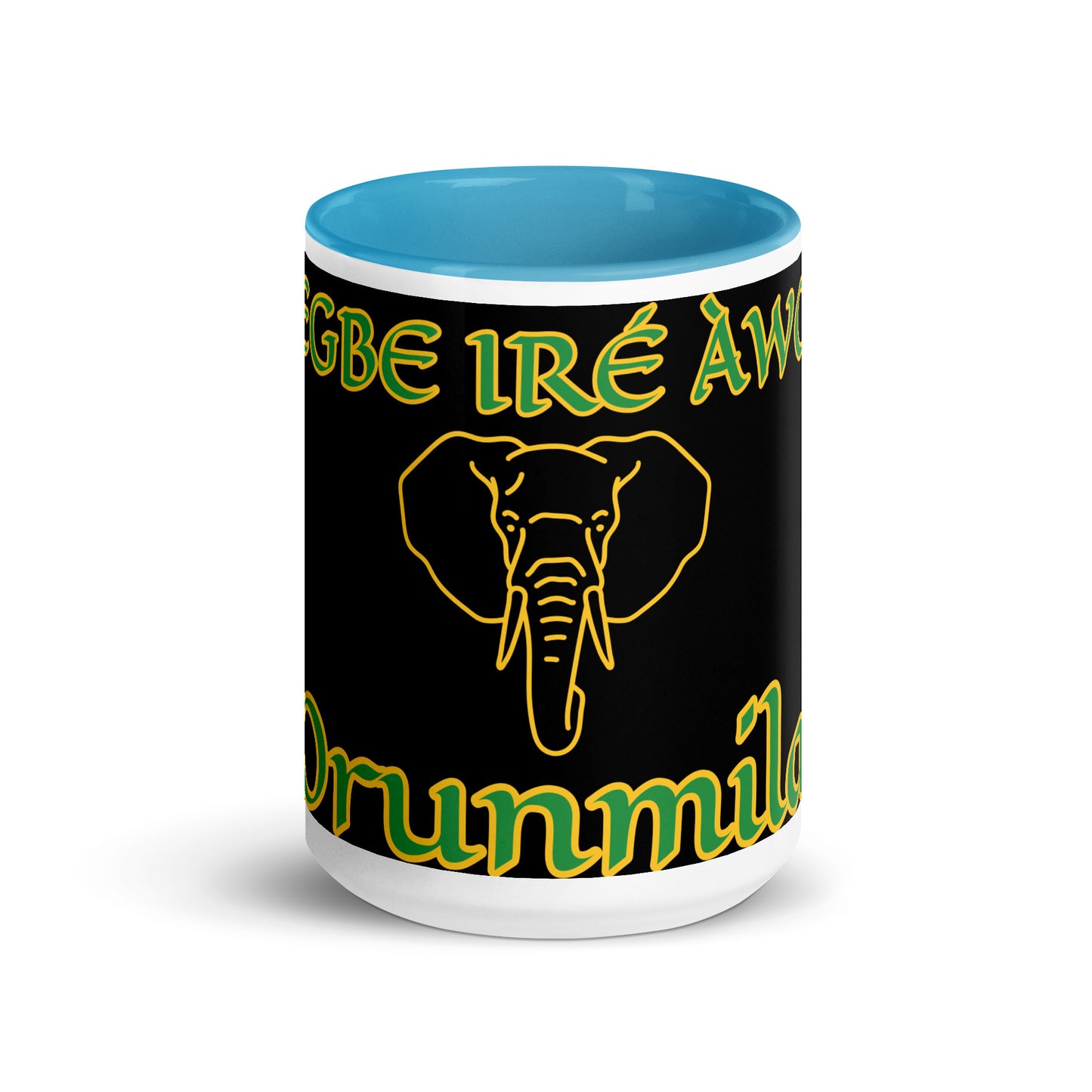 Egbe Orunmila Lucumi black Mug with Color Inside