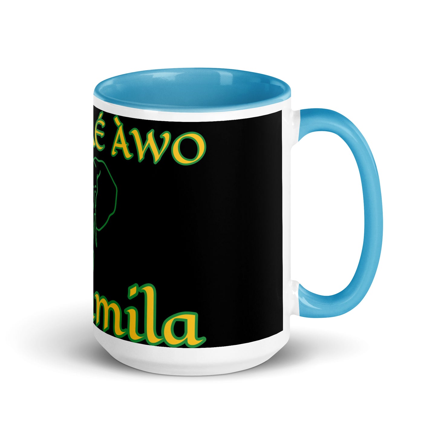 Egbe Orunmila Lucumi reverse black Mug with Color Inside