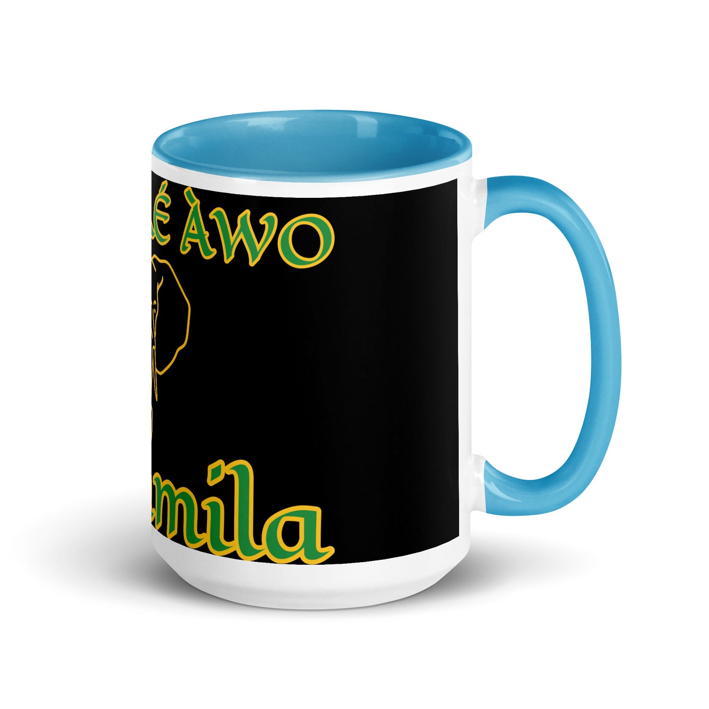 Egbe Orunmila Lucumi black Mug with Color Inside