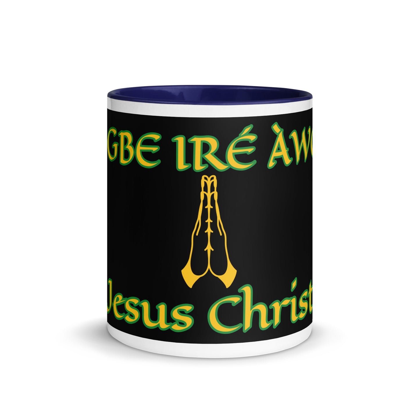 Egbe Jesus Christ black Mug with Color Inside