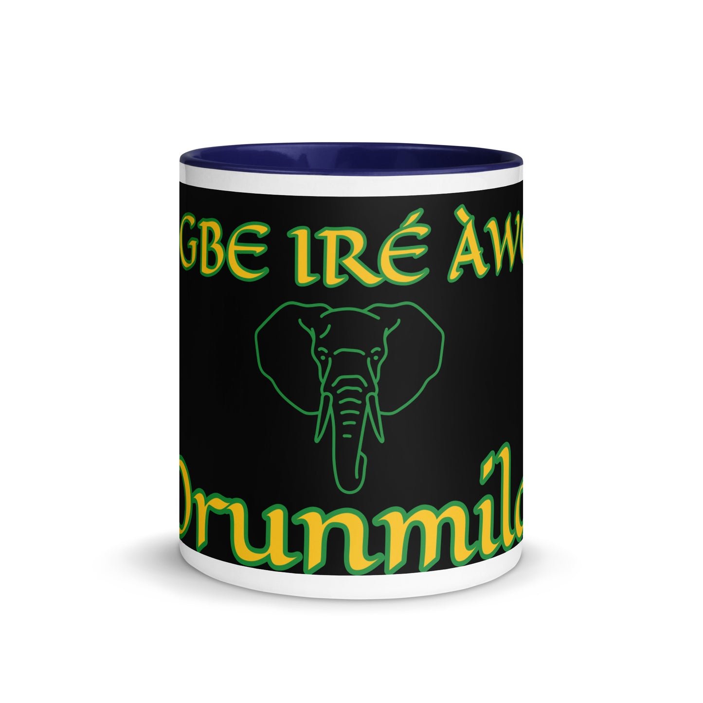 Egbe Orunmila Lucumi reverse black Mug with Color Inside