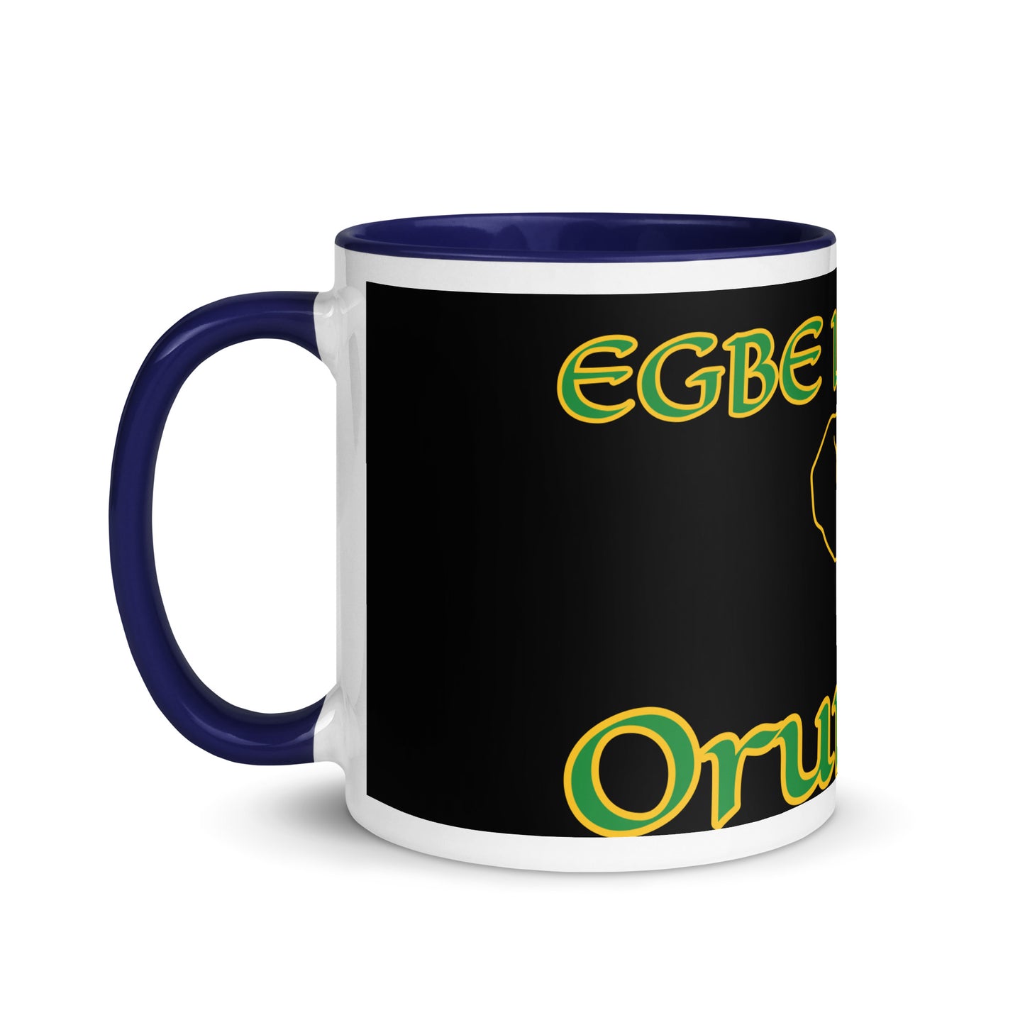 Egbe Orunmila Lucumi black Mug with Color Inside