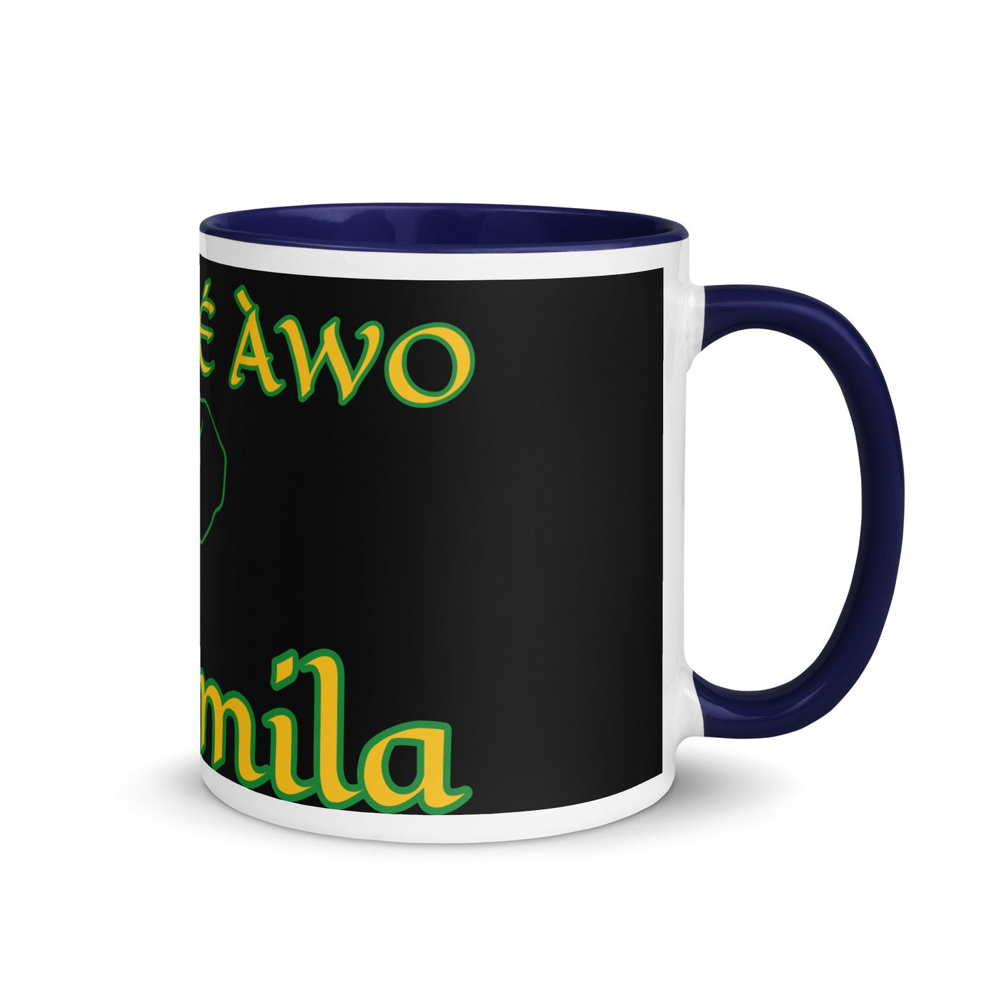 Egbe Orunmila Lucumi reverse black Mug with Color Inside