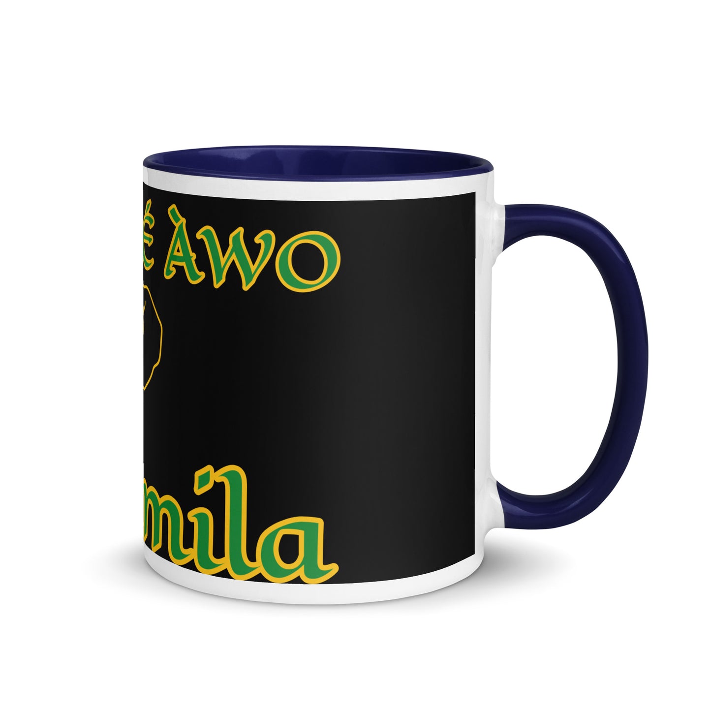 Egbe Orunmila Lucumi black Mug with Color Inside