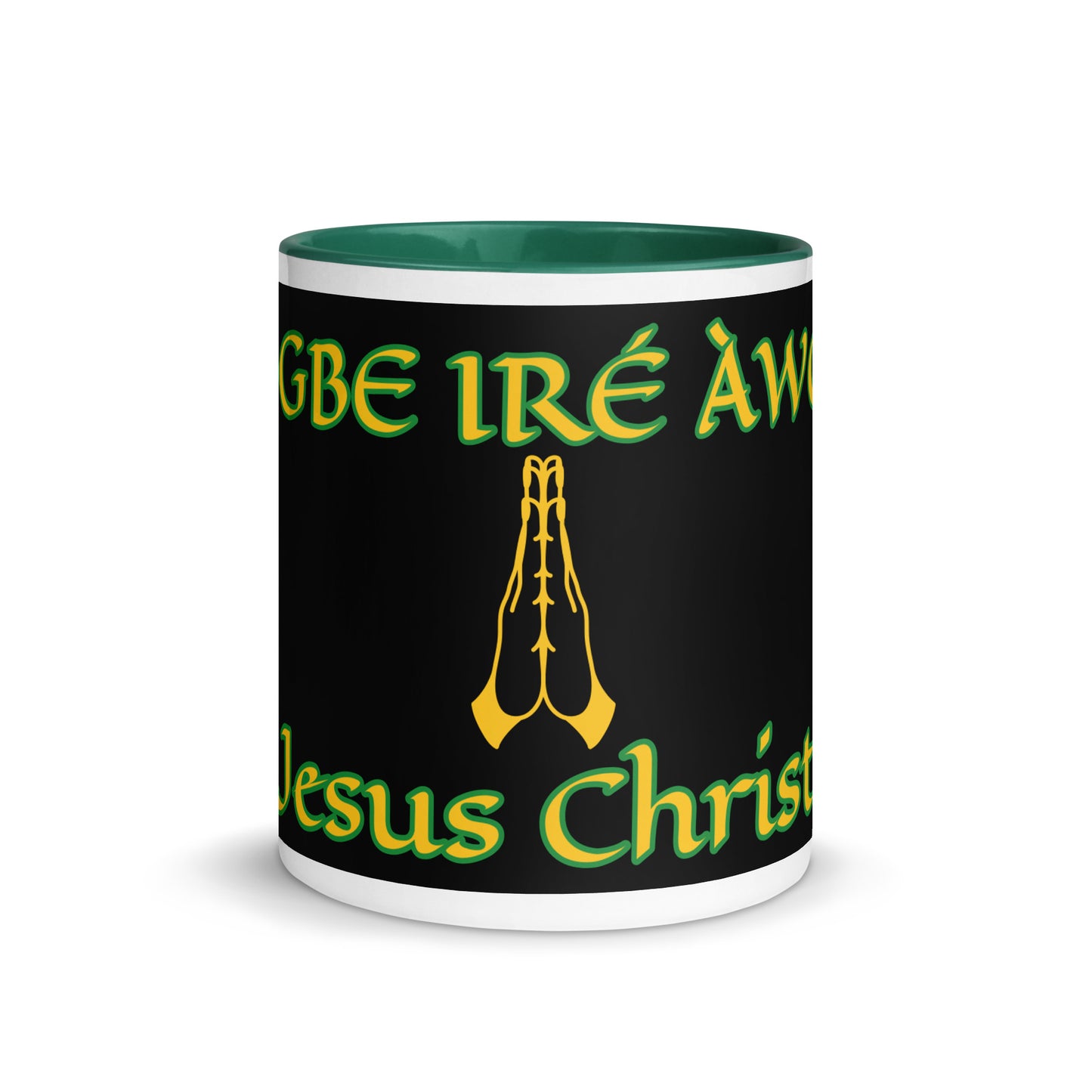 Egbe Jesus Christ black Mug with Color Inside