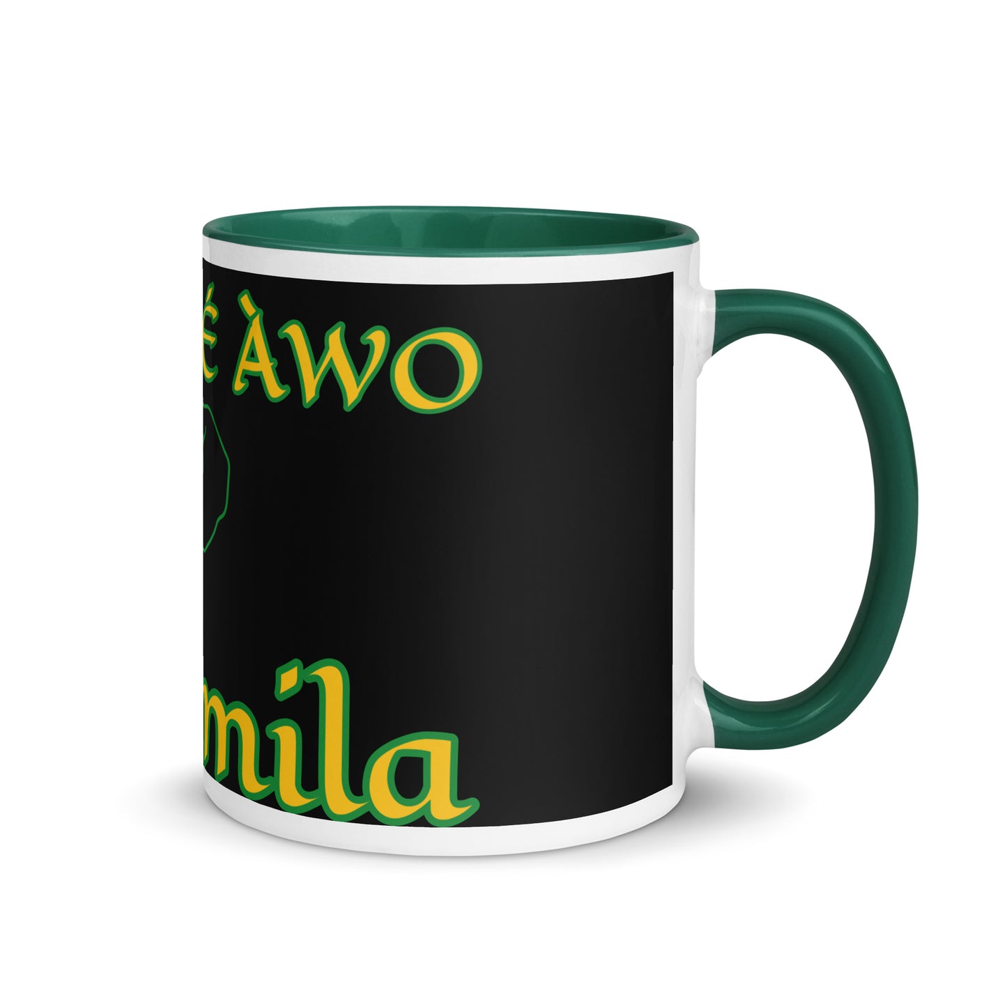 Egbe Orunmila Lucumi reverse black Mug with Color Inside