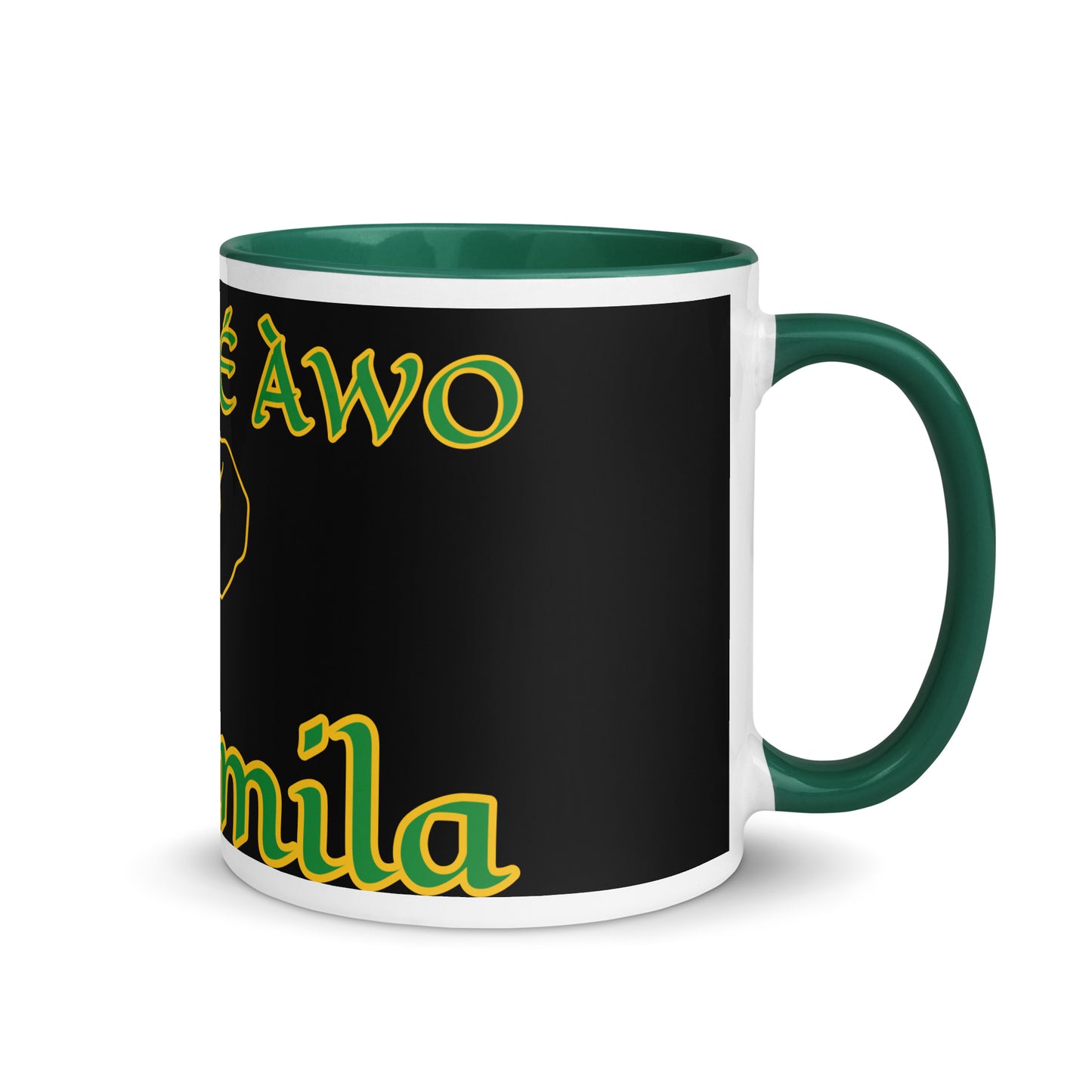 Egbe Orunmila Lucumi black Mug with Color Inside