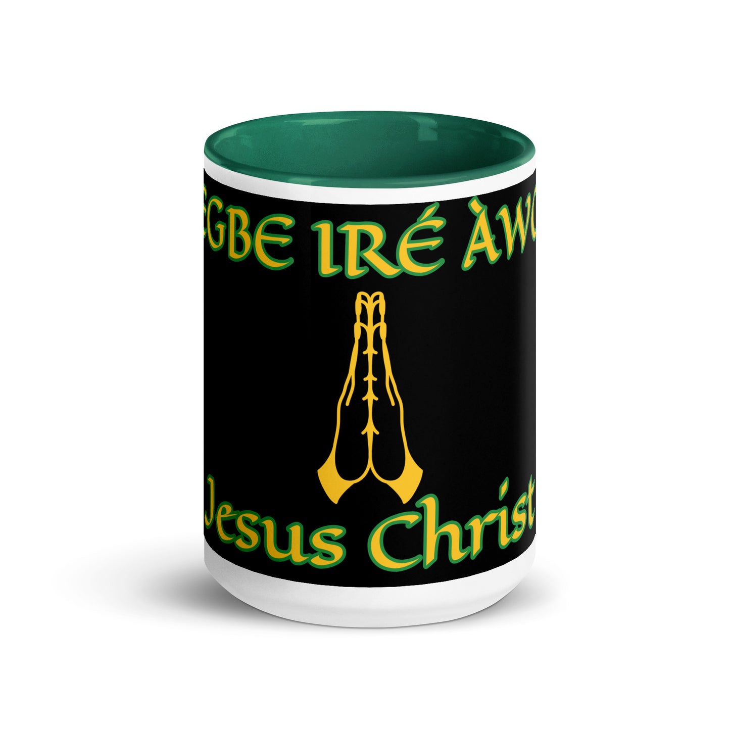 Egbe Jesus Christ black Mug with Color Inside