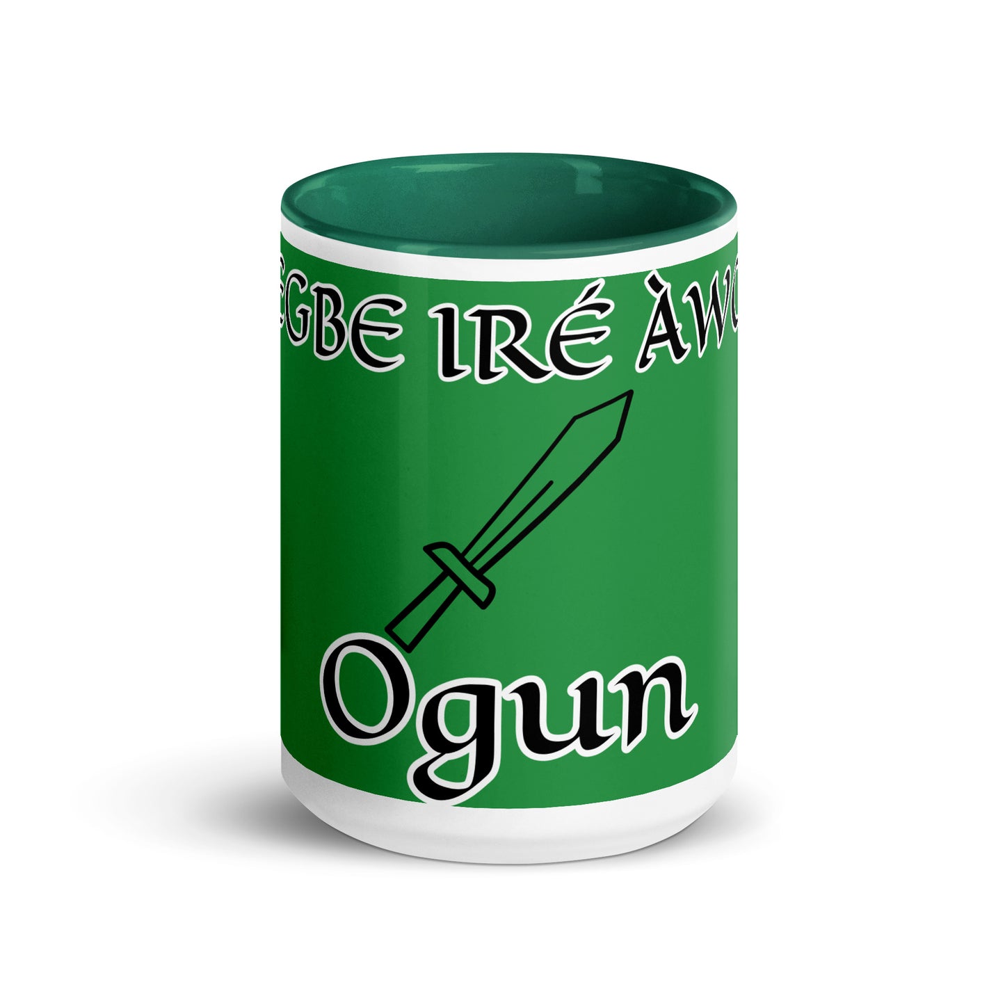 Egbe Ogun Green Mug with Color Inside