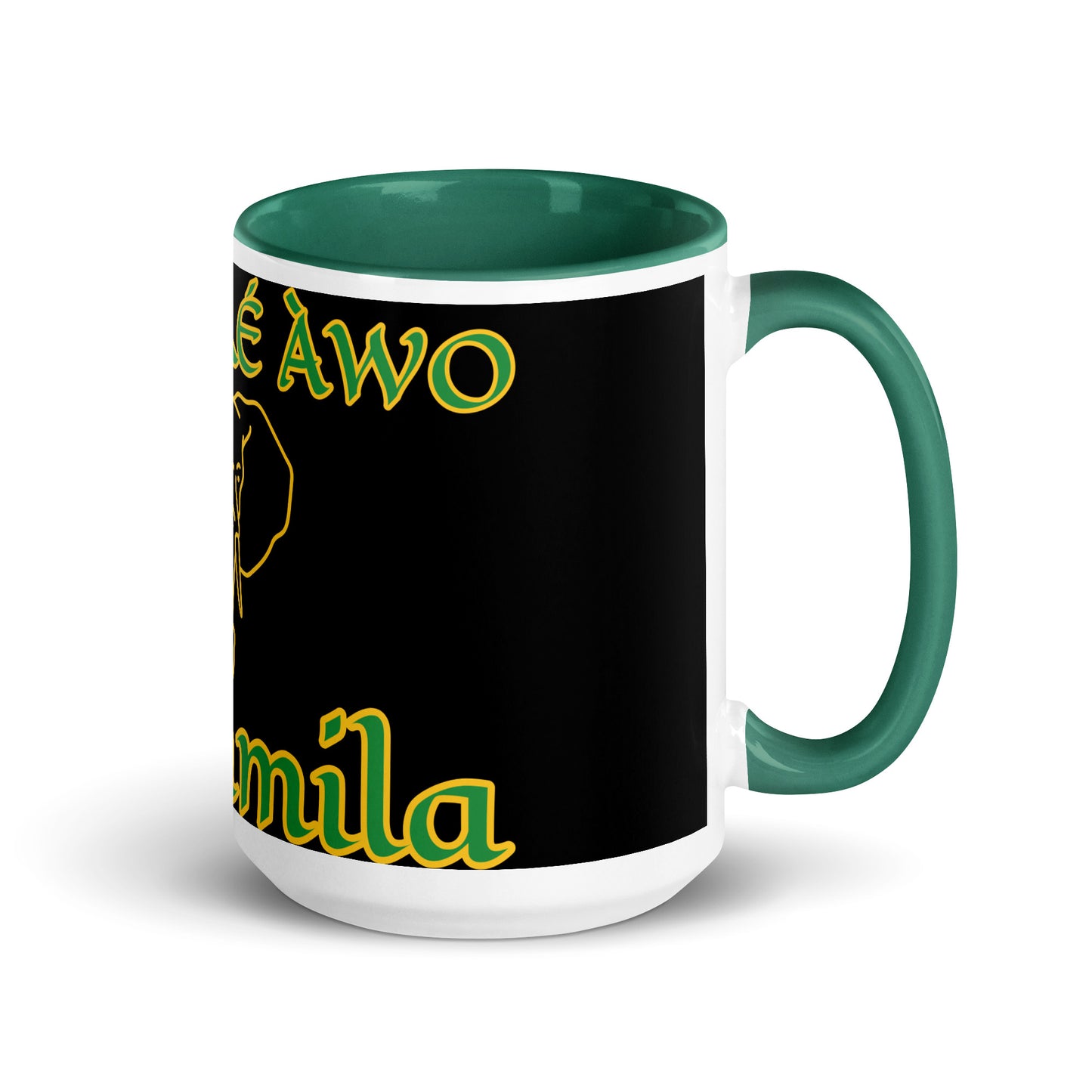 Egbe Orunmila Lucumi black Mug with Color Inside