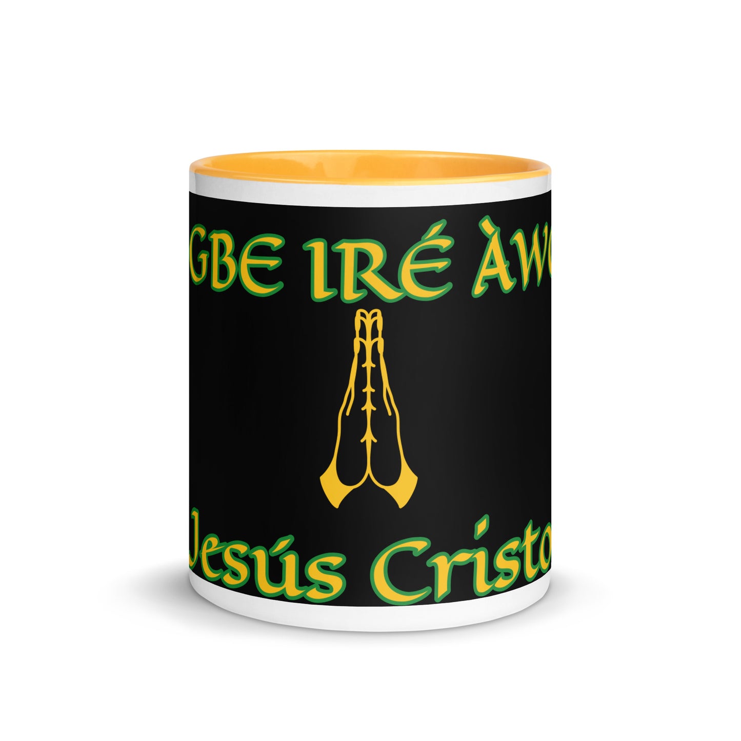 Egbe Jesús Cristo Lucumi Black Mug with Color Inside