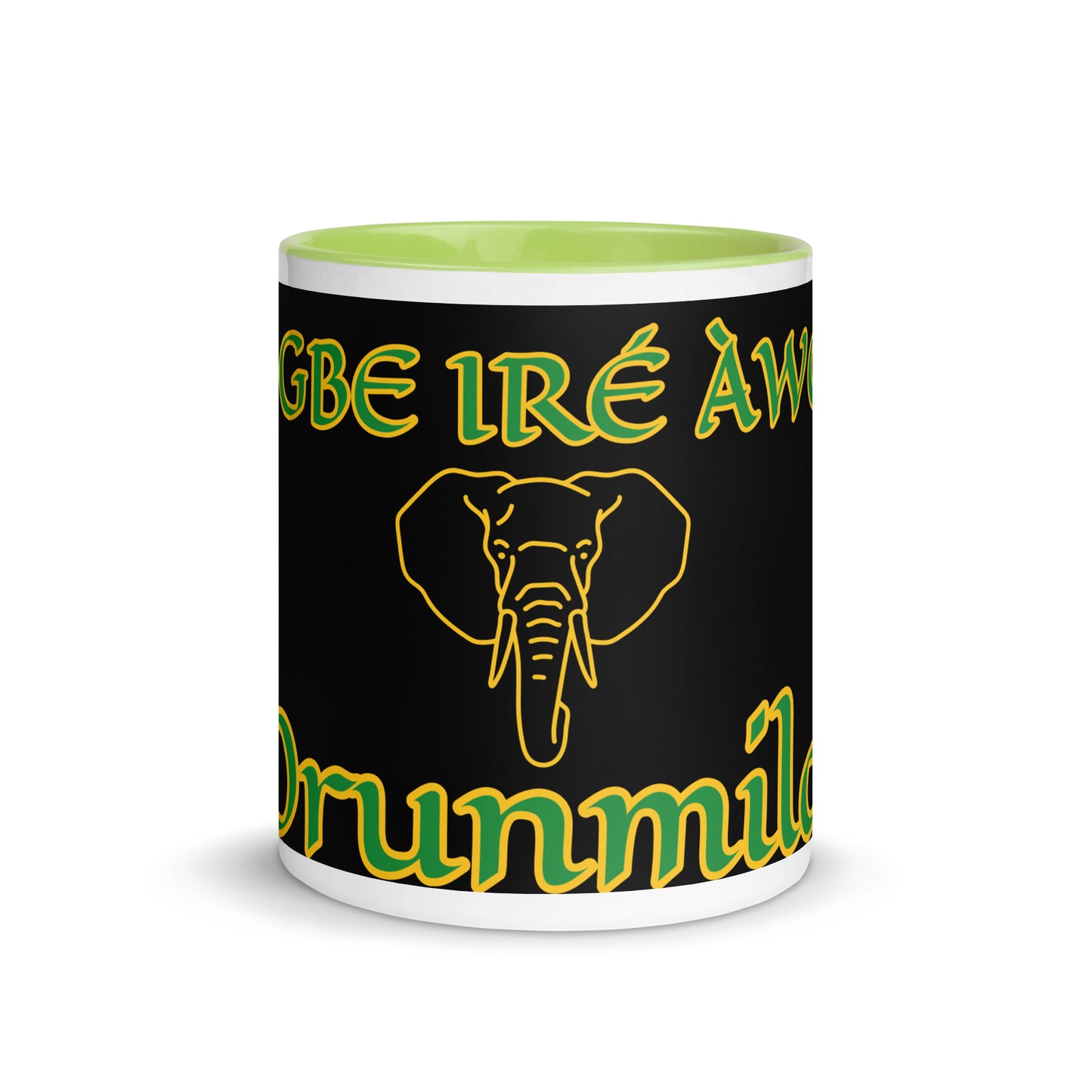 Egbe Orunmila Lucumi black Mug with Color Inside