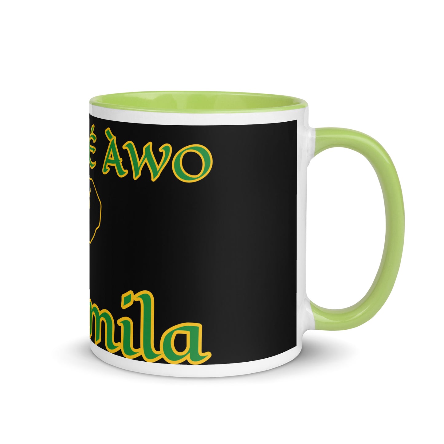 Egbe Orunmila Lucumi black Mug with Color Inside