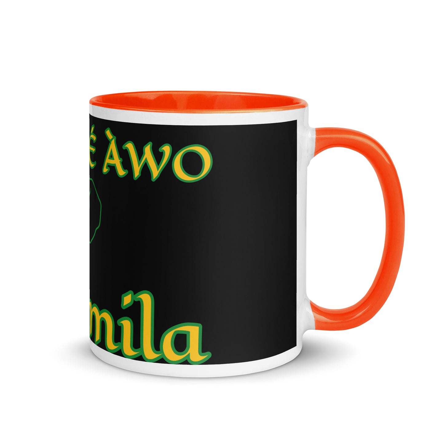 Egbe Orunmila Lucumi reverse black Mug with Color Inside