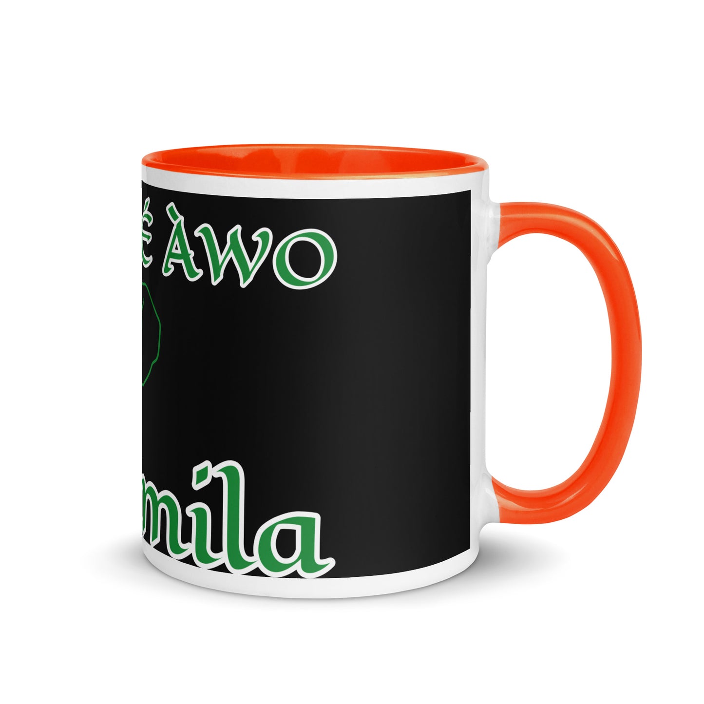 Egbe Orunmila Ájé ju Ogun black Mug with Color Inside