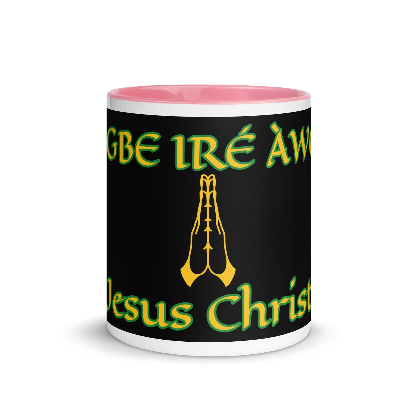 Egbe Jesus Christ Lucumi reverse black Mug with Color Inside