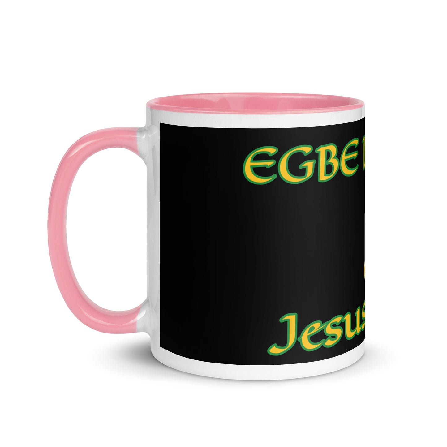 Egbe Jesus Christ Lucumi reverse black Mug with Color Inside