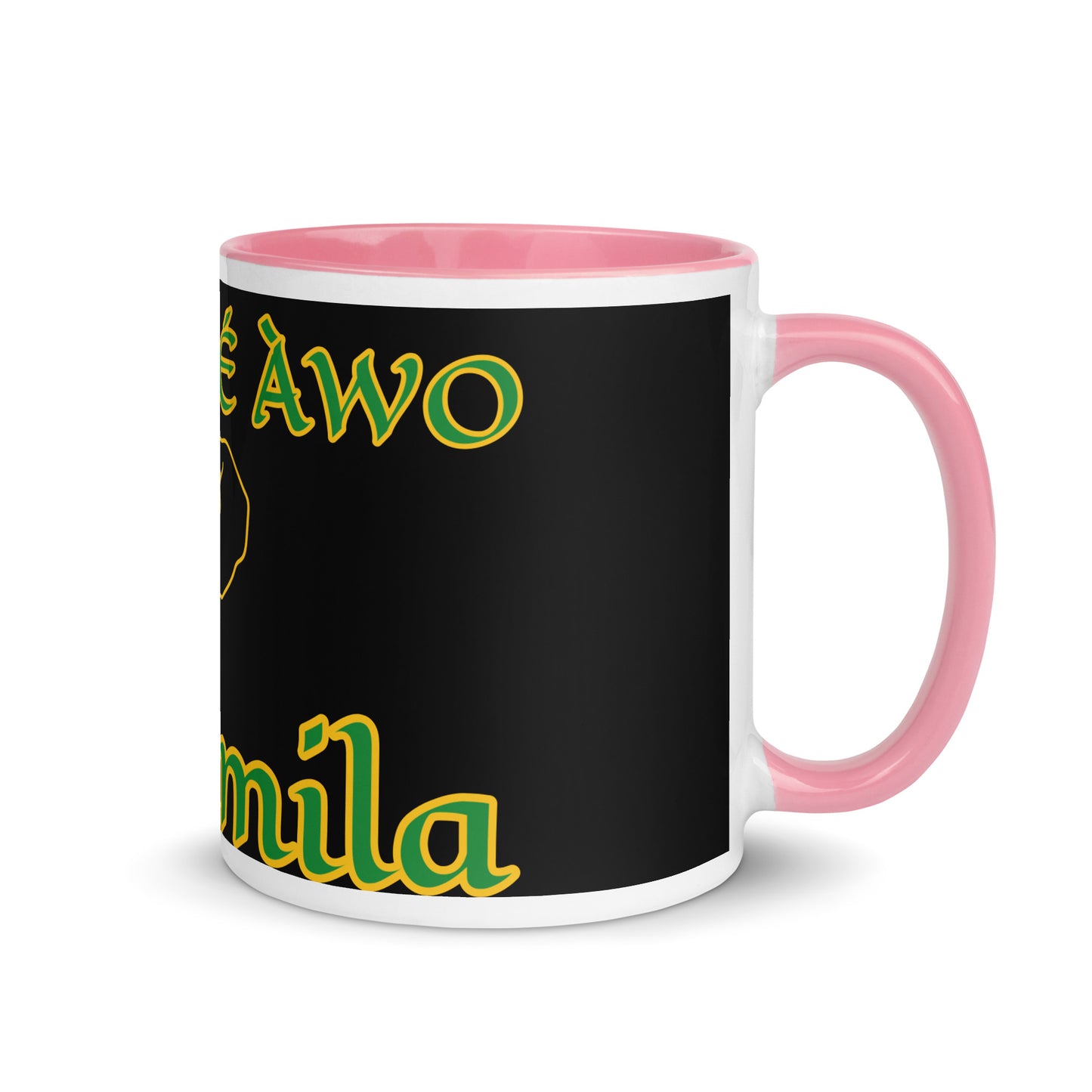 Egbe Orunmila Lucumi black Mug with Color Inside