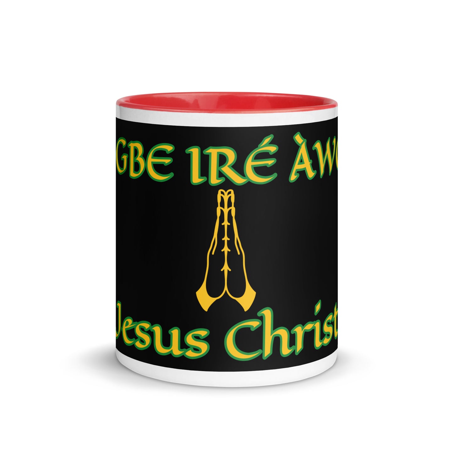 Egbe Jesus Christ black Mug with Color Inside