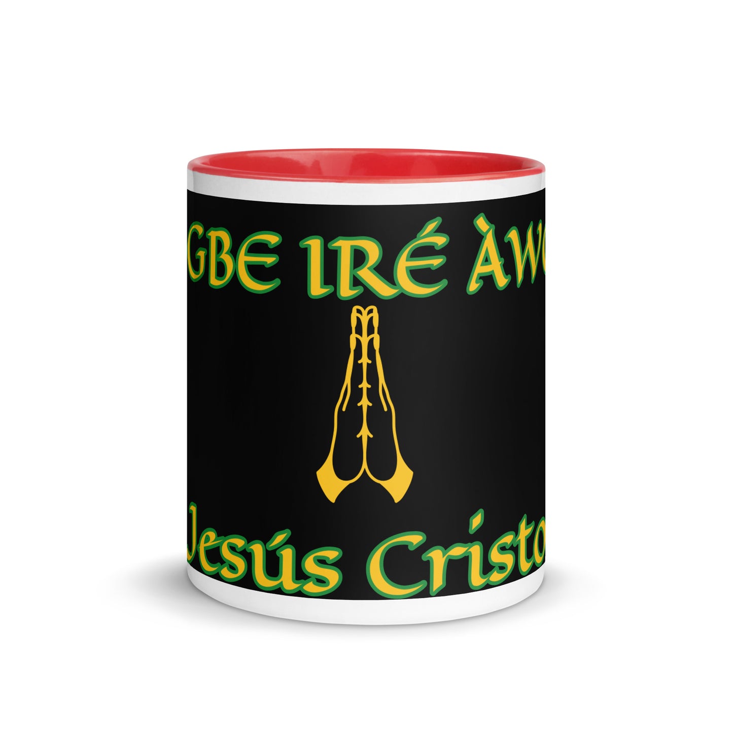 Egbe Jesús Cristo Lucumi Black Mug with Color Inside