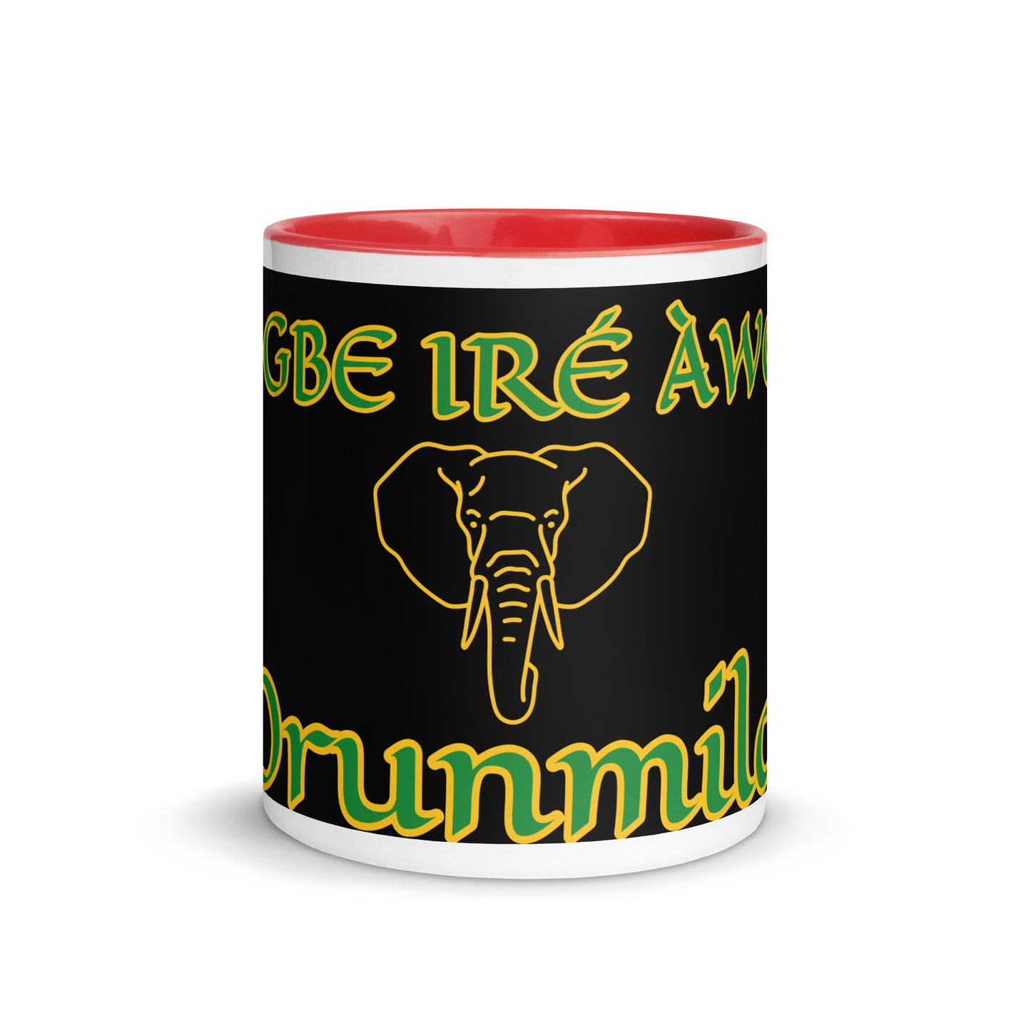 Egbe Orunmila Lucumi black Mug with Color Inside