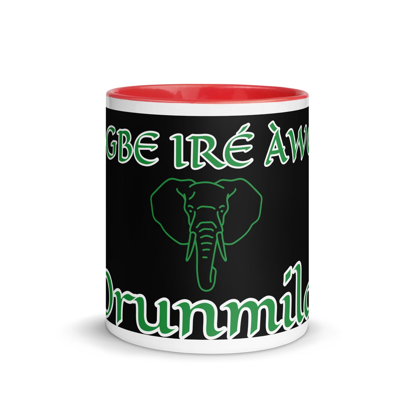 Egbe Orunmila Ájé ju Ogun black Mug with Color Inside