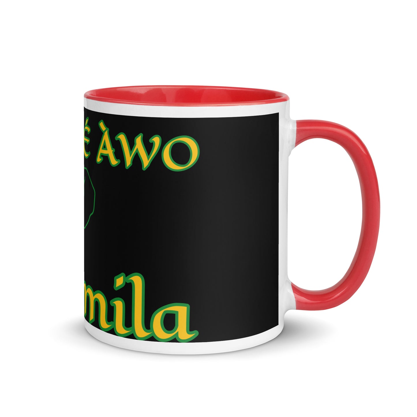 Egbe Orunmila Lucumi reverse black Mug with Color Inside