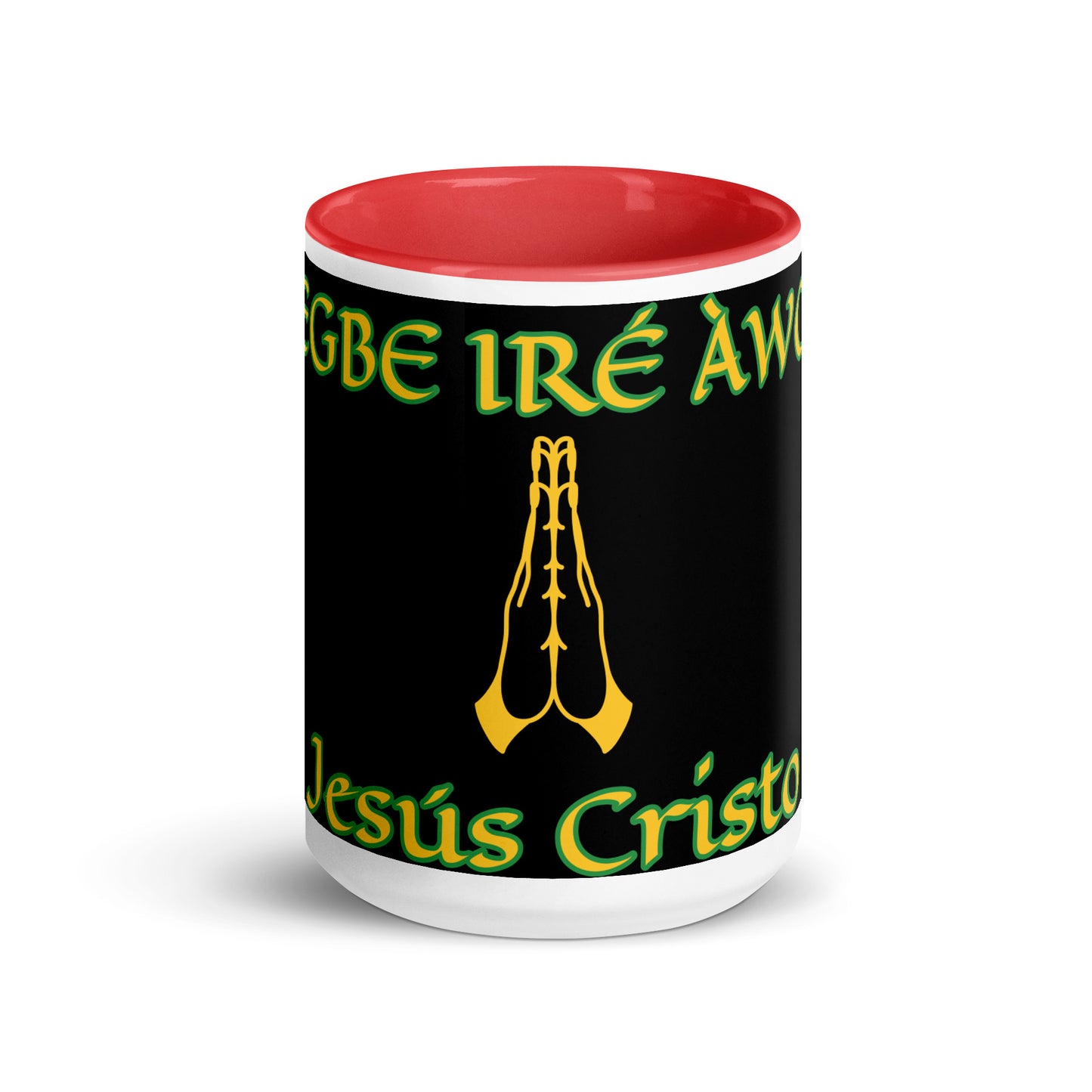 Egbe Jesús Cristo Lucumi Black Mug with Color Inside