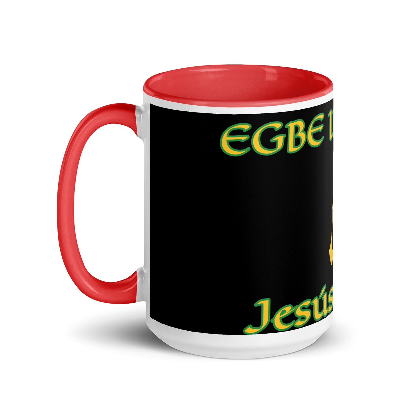 Egbe Jesús Cristo Lucumi Black Mug with Color Inside