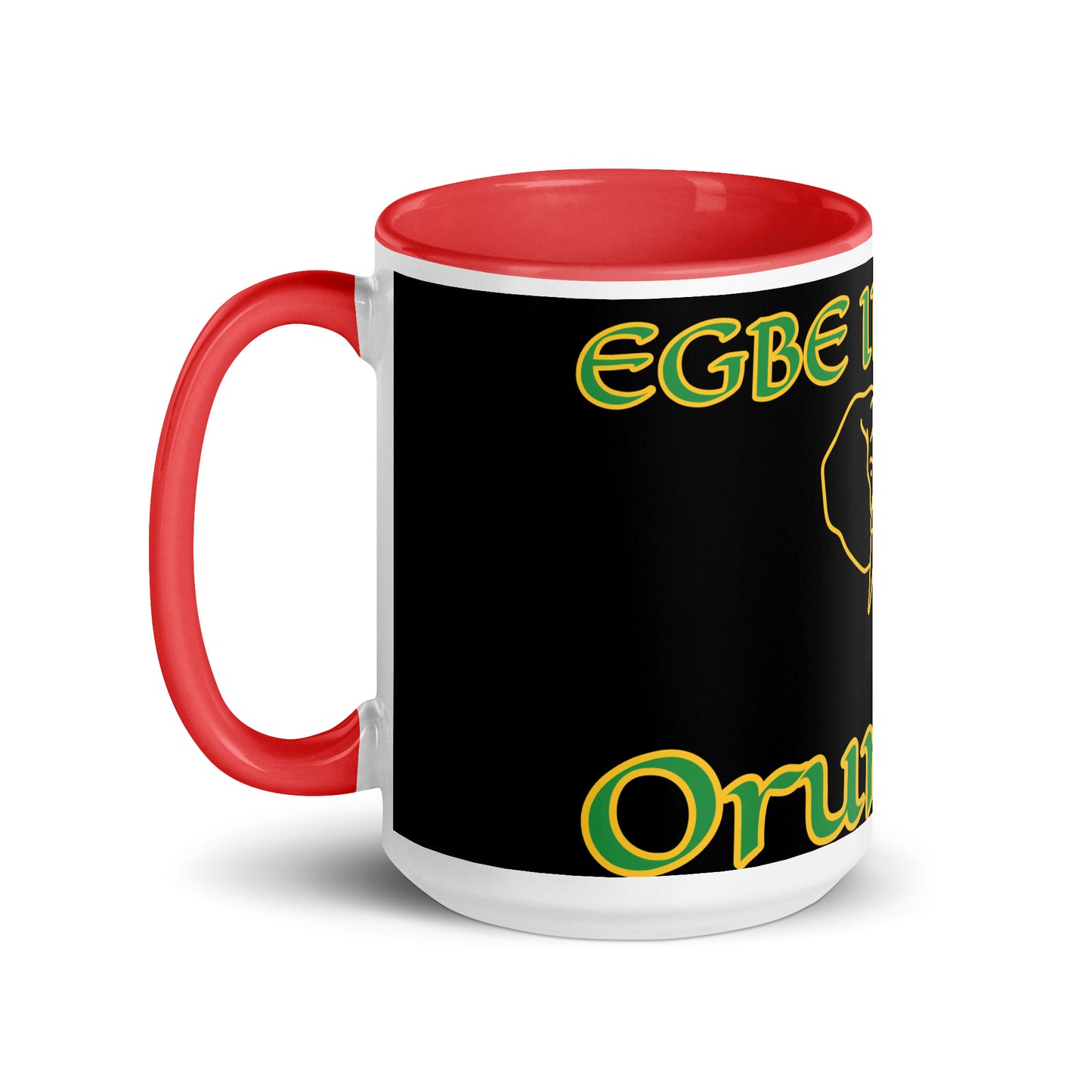 Egbe Orunmila Lucumi black Mug with Color Inside