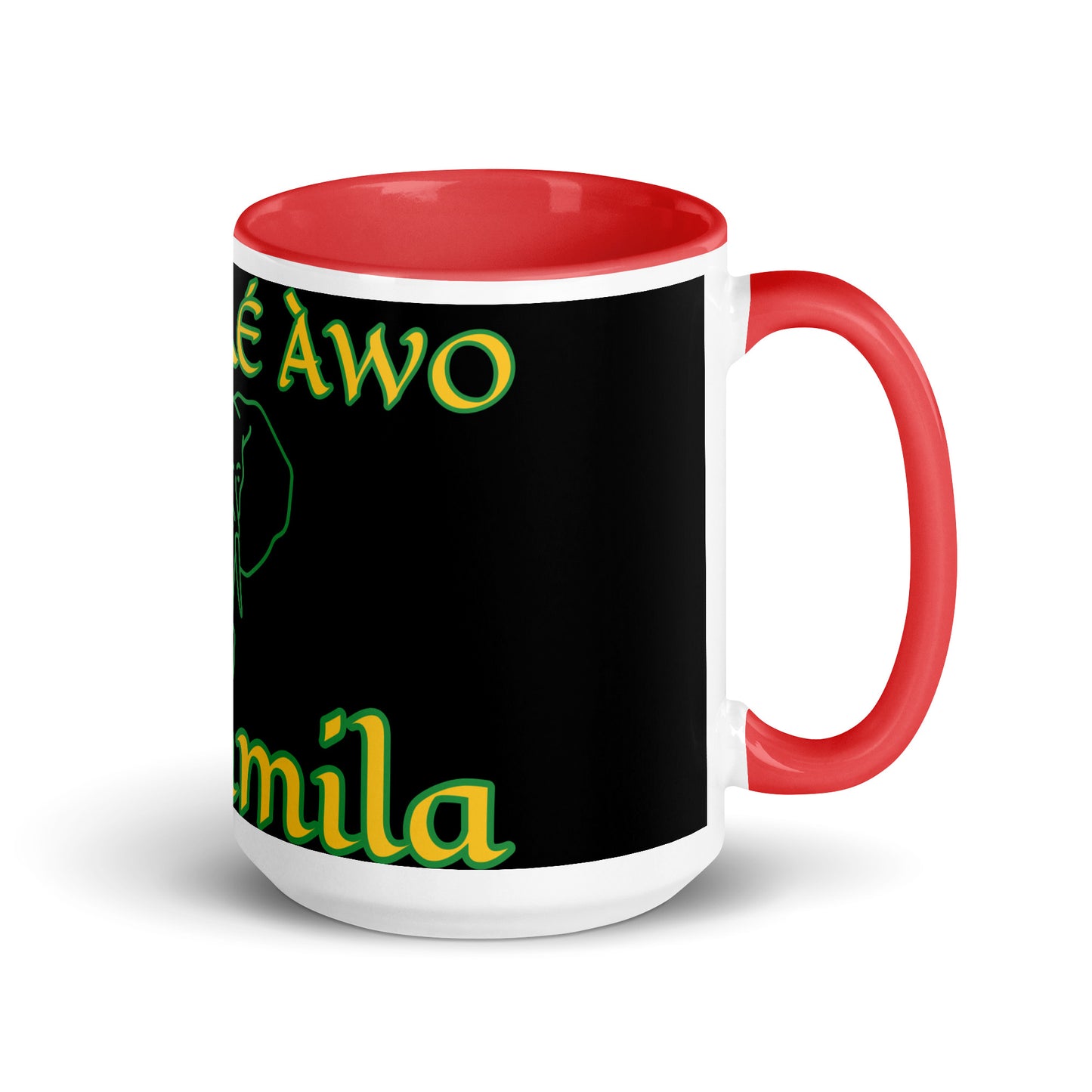 Egbe Orunmila Lucumi reverse black Mug with Color Inside